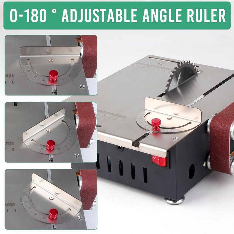 VGJ 2 in 1 Mini Table Saw, Versatile Portable Cutting | Sander All-in-One, Belt Sander, 4 Blades and 10 Sanding Tapes to Choose From for Wood/Metal/Pcb/Acrylic/Plastic - Image 4